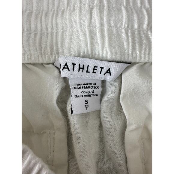 Athleta Size S Linen Athleisure Drawstring Casual Shorts White Pocket - Picture 6 of 9